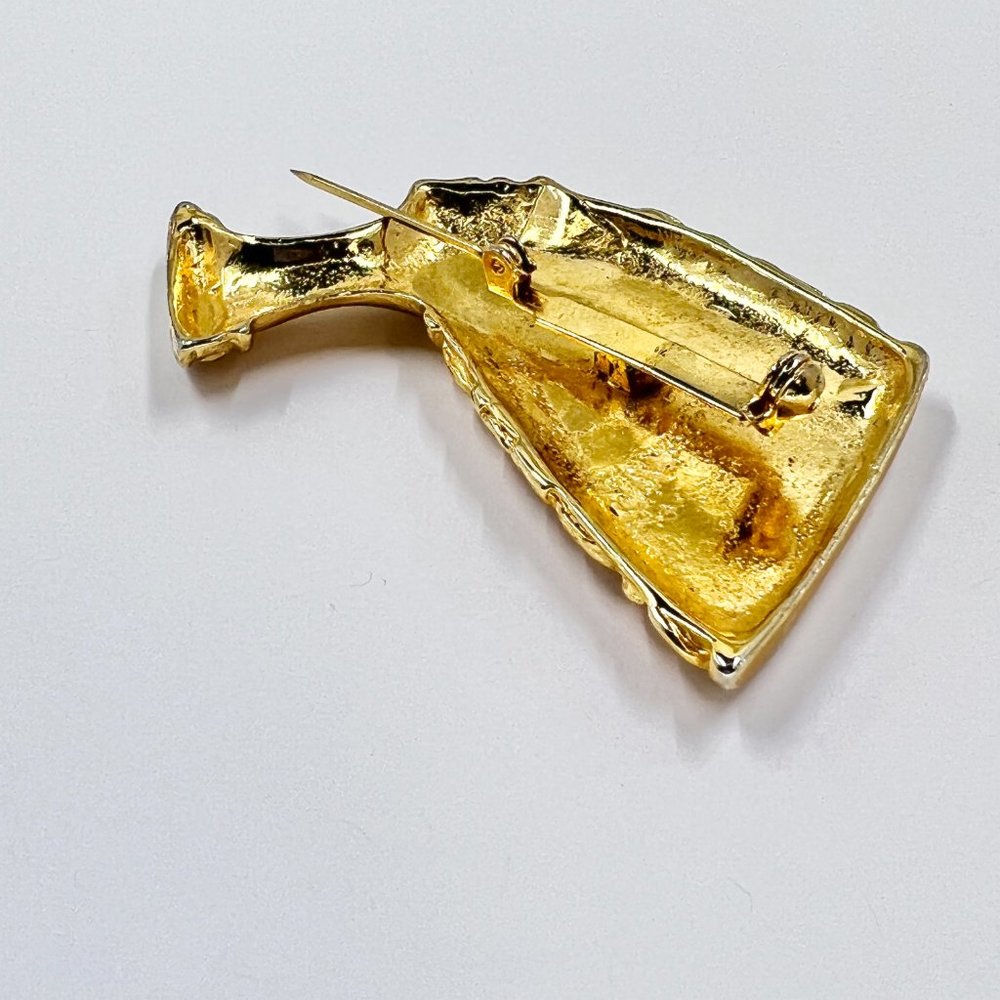 Beautiful Nefertiti Bust Bright Gold Tone Brooch Pin - Picture 7 of 7